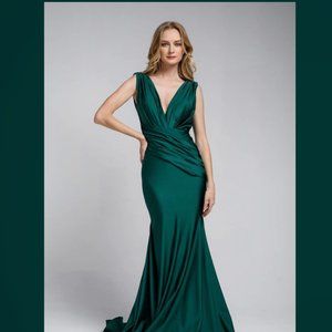 Amelia Couture 370 Bodycon Stretchy Dress Emerald Green